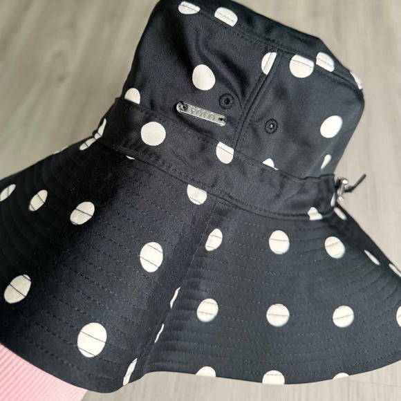 Polo Golf Ralph Lauren Womens Bucket Hat Black White Polka Dot Adjustable 57cm
